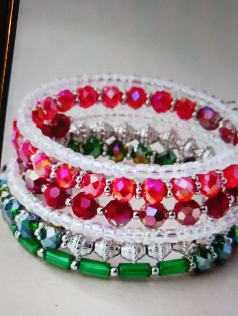 Paparazzi Stacked Surprise Beaded Bracelet Stack Red & Green